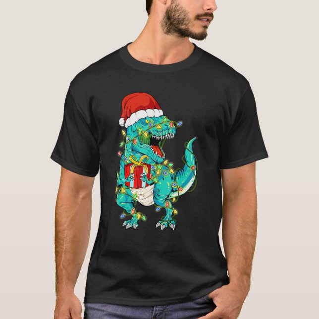 Camiseta Papais noeis De Dinossauro Para Meninas Árvores De (Frente)