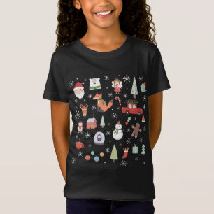Camiseta Papais noeis de doodles natalinos esticando rena d