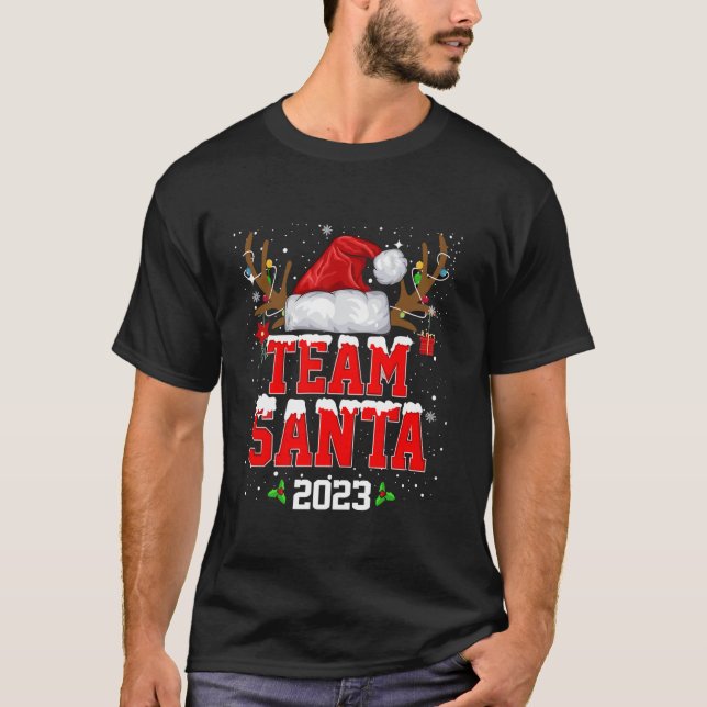 Camiseta Papais noeis de Equipe 2023 Reindeer da Família Ma (Frente)