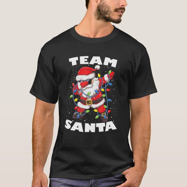 Camiseta Papais noeis de Equipe Luzes de Árvore de Natal Pa (Frente)