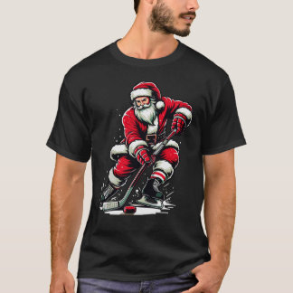 Camiseta Papais noeis De Esporte De Natal Jogam Hóquei No G