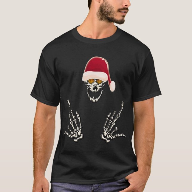Camiseta Papais noeis De Esqueleto Com Cavalos Diabos (Frente)