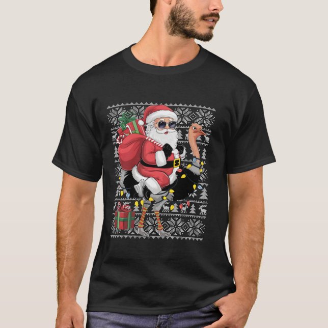 Camiseta Papais noeis De Estilo De Xmas Andando De Pássaro  (Frente)