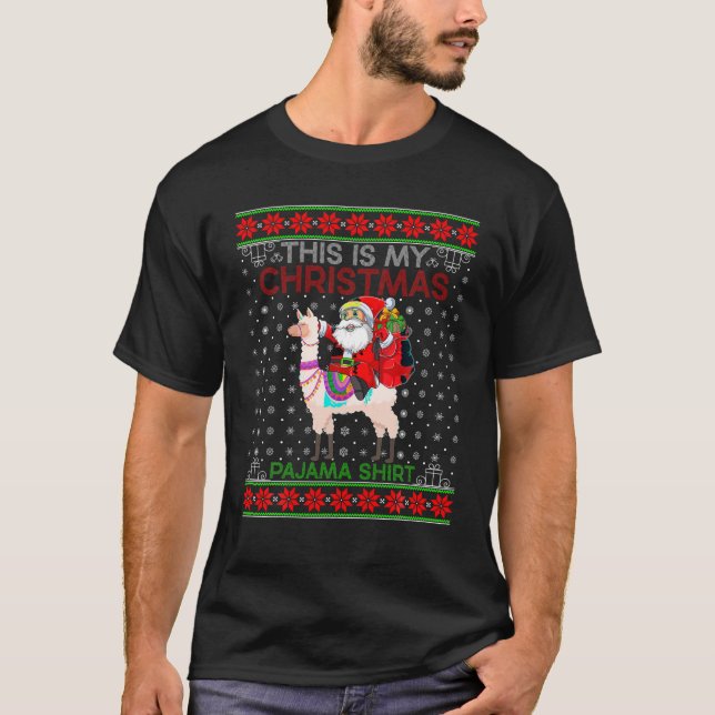Camiseta Papais noeis De Estilo Do Sweater Do Xmas Que Anda (Frente)