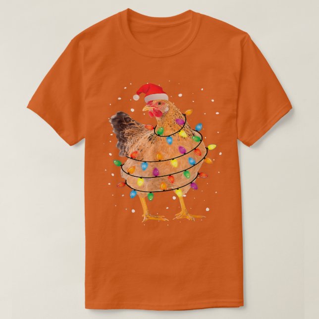 Camiseta Papais noeis De Frango À Lua De Natal Engraçado Ár (Frente do Design)