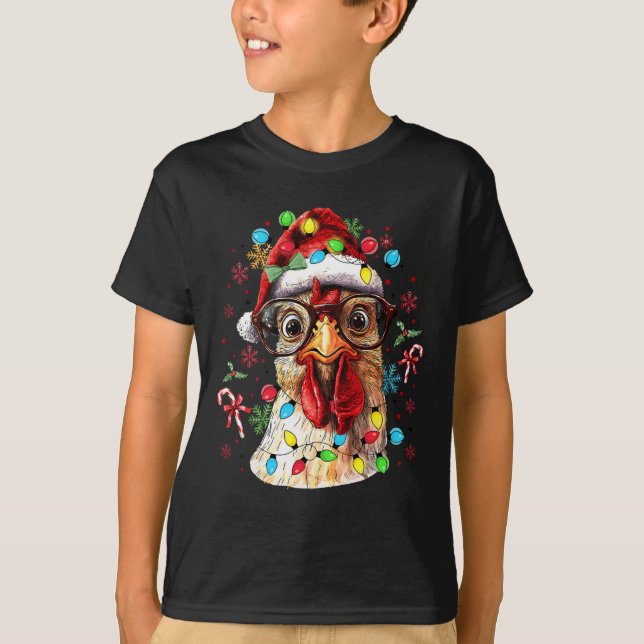 Camiseta Papais noeis De Frango À Lua De Natal Engraçado Ár (Frente)