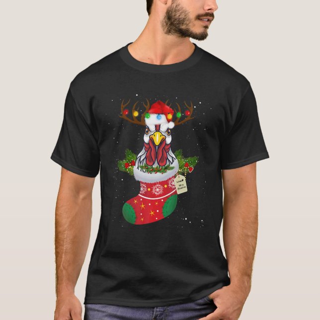 Camiseta Papais noeis De Frango À Lua De Natal Engraçado Ár (Frente)