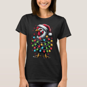 Camiseta Papais noeis De Frango De Natal Luzes Engraçadas D