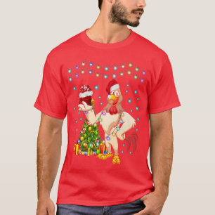 Camiseta Papais noeis De Frango Figurino Luzes De Natal Cor
