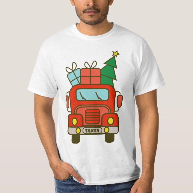 Camiseta Papais noeis de frente de caminhão Feliz Natal (Frente)