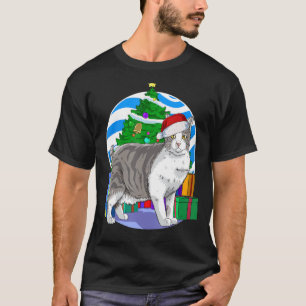 Camiseta Papais noeis de Gato de Manx Decoração de Árvore d