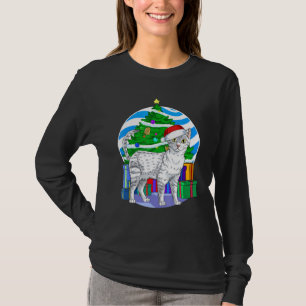 Camiseta Papais noeis de Gato Egípcio Decor de Árvore de Na