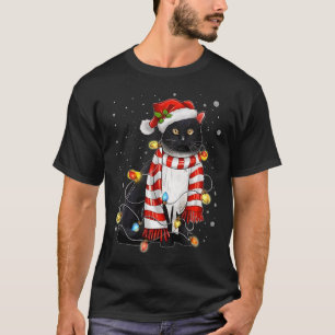Camiseta Papais noeis De Gato Preto E Bonito Do Kawaii Tang
