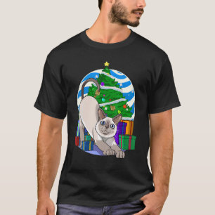 Camiseta Papais noeis de Gato Siamês Decoração de Natal em 