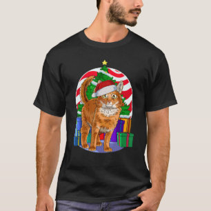 Camiseta Papais noeis de Gato Somali Decência da Árvore de