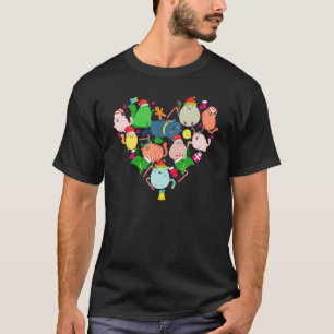Camiseta Papais noeis de gatos cardíacos Ornamentos de doce