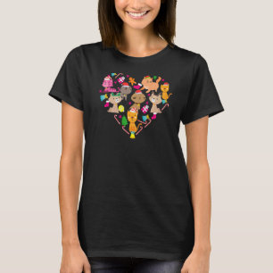 Camiseta Papais noeis de gatos cardíacos Ornamentos de doce