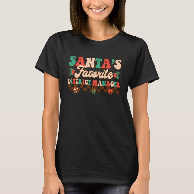 Camiseta Papais noeis de Gerente Distrital Holly Xmas Chri  (Frente)