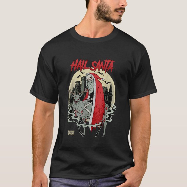 Camiseta Papais noeis de granizo retrô horroroso Natal feio (Frente)