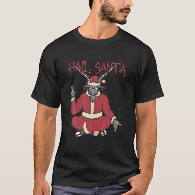 Camiseta Papais noeis de granizo Satã de metal doce de Nata (Frente)