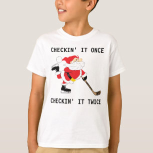 Camiseta Papais noeis De Hockey Escutando Natal Olhando Uma