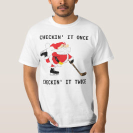 Camiseta Papais noeis De Hockey Escutando Natal Olhando Uma