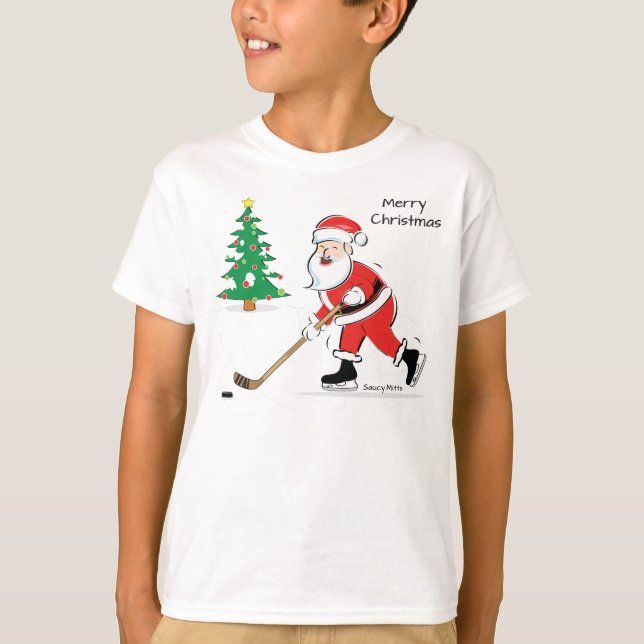 Camiseta Papais noeis de hóquei Jovens de Natal (Frente)
