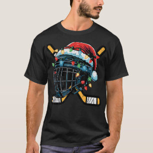 Camiseta Papais noeis De Hóquei No Gelo Xmas Men Ki