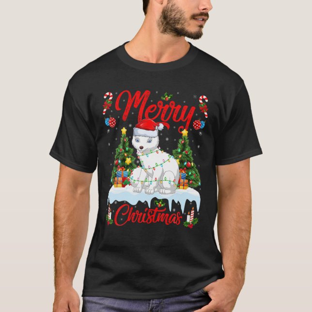 Camiseta Papais noeis De Iluminação Árctica Da Fox Lover Do (Frente)
