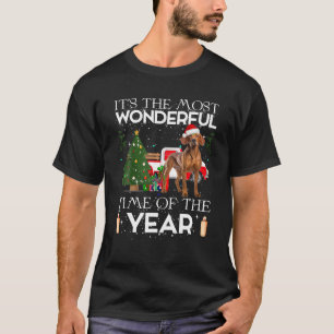 Camiseta Papais noeis de Iluminação da Árvore Xmas Vizsla,