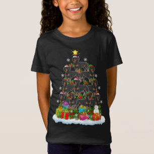 Camiseta Papais noeis de iluminação das árvores do Dachshun