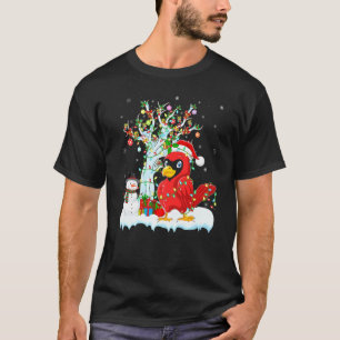 Camiseta Papais noeis de iluminação de árvores de Bird Xmas
