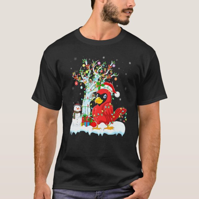 Camiseta Papais noeis de iluminação de árvores de Bird Xmas (Frente)