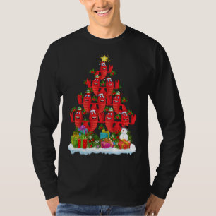 Camiseta Papais noeis De Iluminação De Árvores De Lagostas