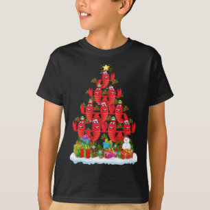 Camiseta Papais noeis De Iluminação De Árvores De Lagostas