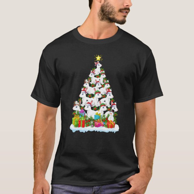 Camiseta Papais noeis de iluminação de árvores de Natal do  (Frente)