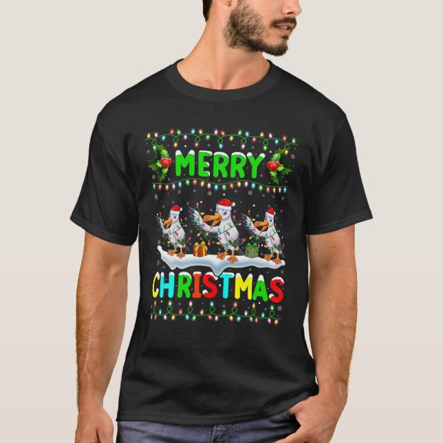 Camiseta Papais noeis de Iluminação de Aves do Xmas Albatro (Frente)