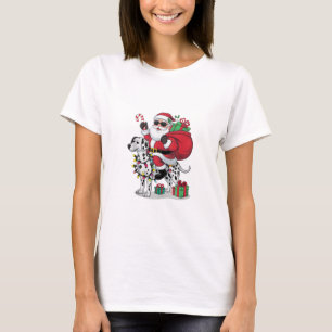 Camiseta Papais noeis De Iluminação Do Dalmaciano No Natal