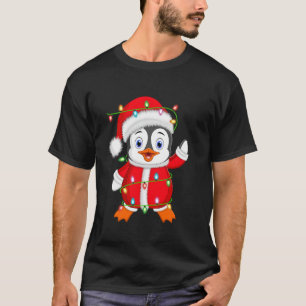 Camiseta Papais noeis de Iluminação do Pinguim Xmas Cristo
