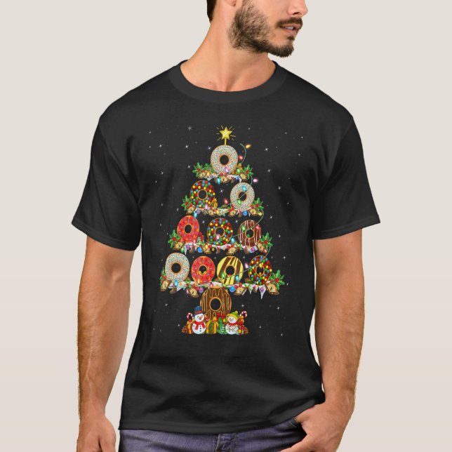 Camiseta Papais noeis de Iluminação do Rosquinha Xmas Rosqu (Frente)