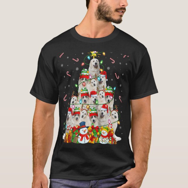 Camiseta Papais noeis de Iluminação do Xmas Pirenéus Excele (Frente)