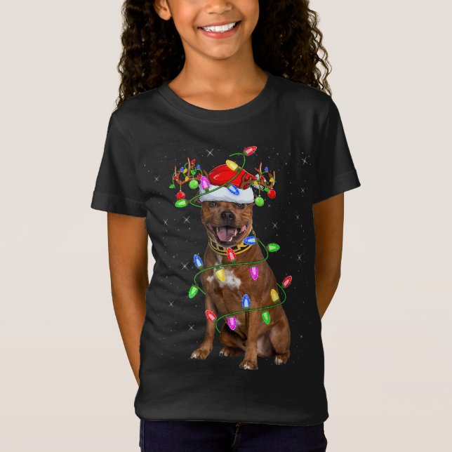 Camiseta Papais noeis de iluminação do Xmas Staffordshire B (Frente)