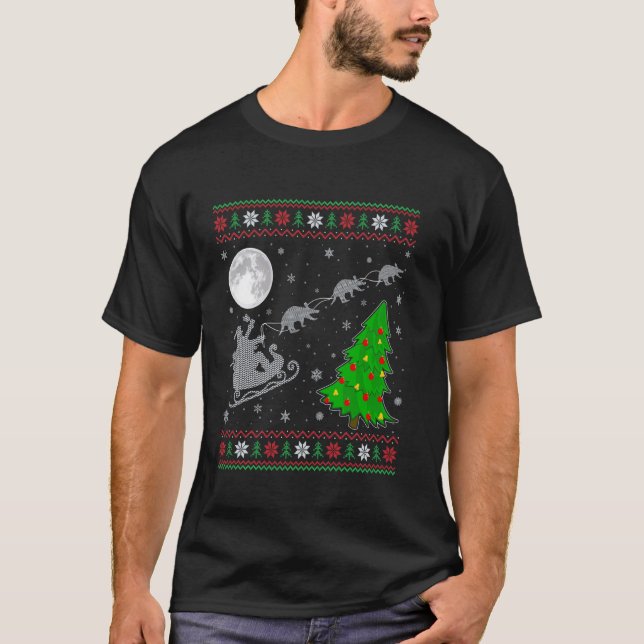 Camiseta Papais noeis De Iluminação Feia Do Xmas Aardvark A (Frente)