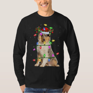 Camiseta Papais noeis De Iluminação Feriada Do Xmas Em Coll