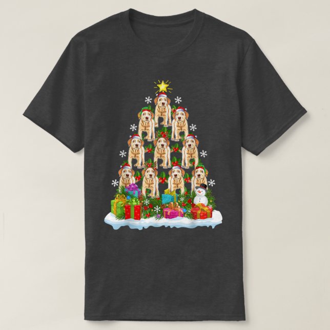Camiseta Papais noeis de iluminação por árvore do Dog Xmas  (Frente do Design)