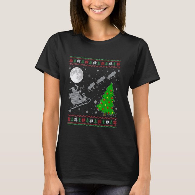 Camiseta Papais noeis de Iluminação Selvagem do Xmas de Bas (Frente)