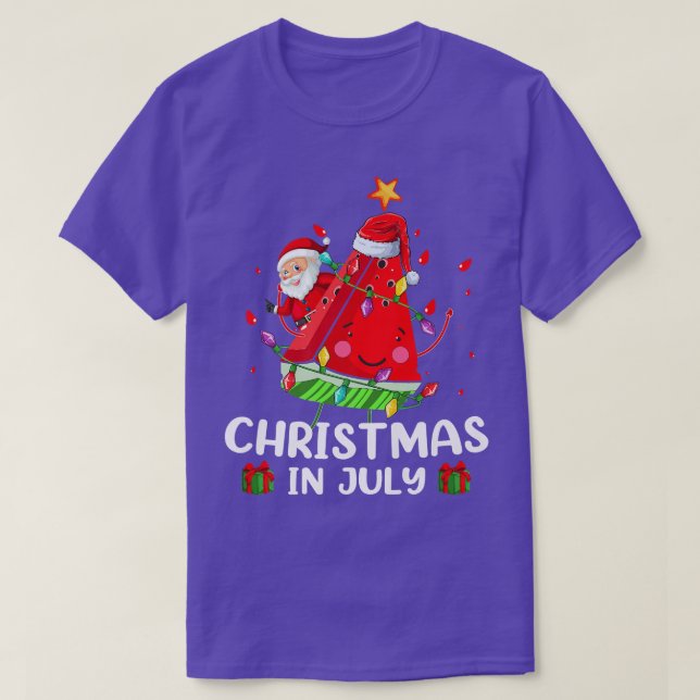 Camiseta Papais noeis de iluminação Watermelon Xmas Tree Su (Frente do Design)