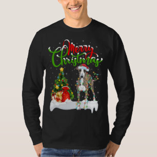Camiseta Papais noeis De Iluminação Xmas Coincidir Cão De G