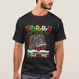 Camiseta Papais noeis de Iluminação Xmas Feliz do Sintetiza