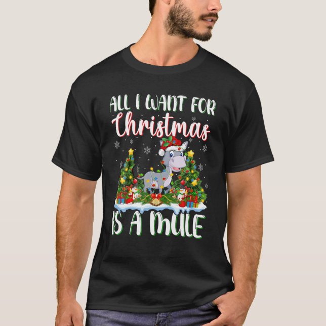 Camiseta Papais noeis De Iluminação Xmas Tudo O Que Quero É (Frente)